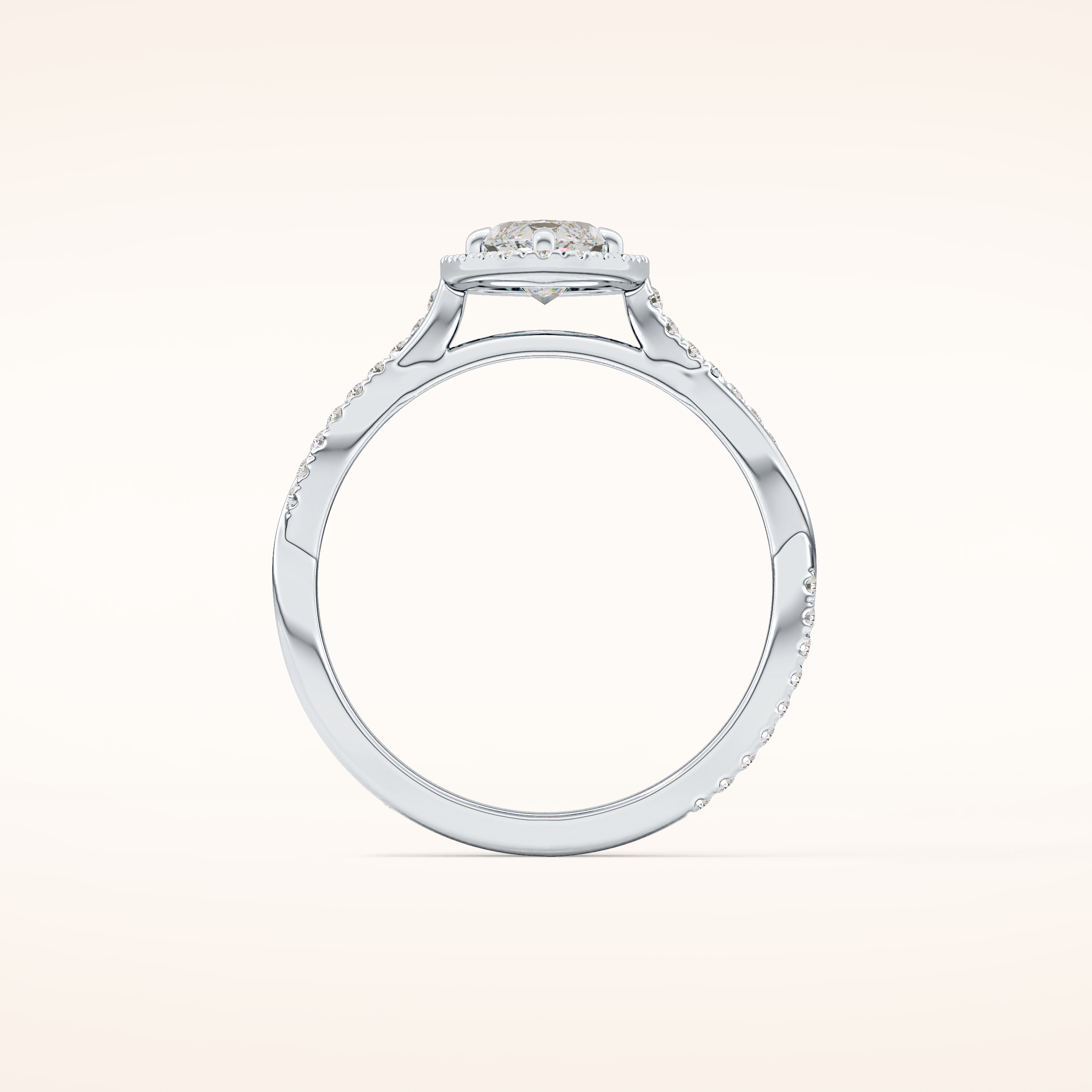 0.86 CT Marquise Shaped Halo & Pave Twisted Shank Moissanite Engagement Ring