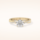 1.03 CT Round Shaped Criss-Cross Pave Moissanite Engagement Ring