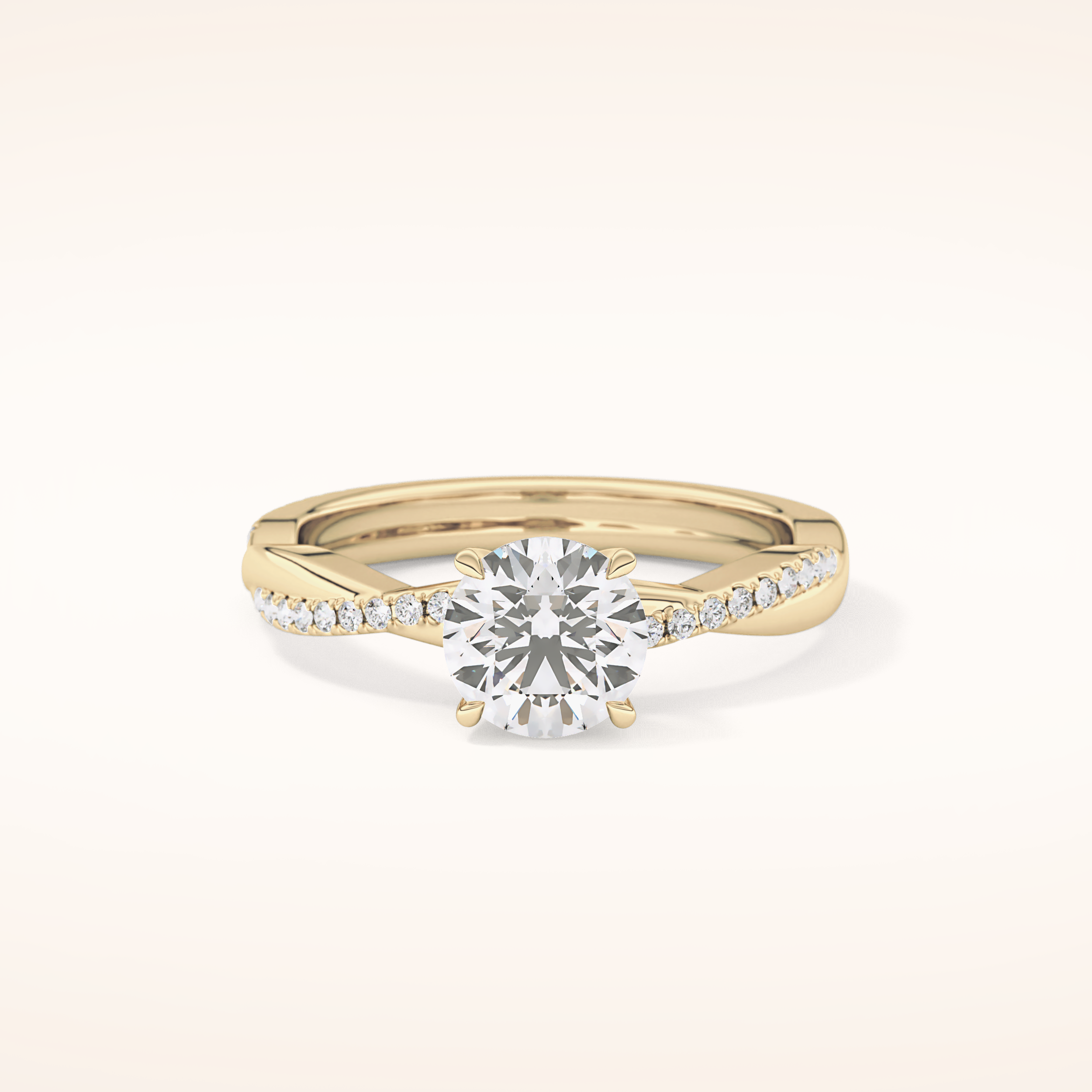 1.03 CT Round Shaped Criss-Cross Pave Moissanite Engagement Ring