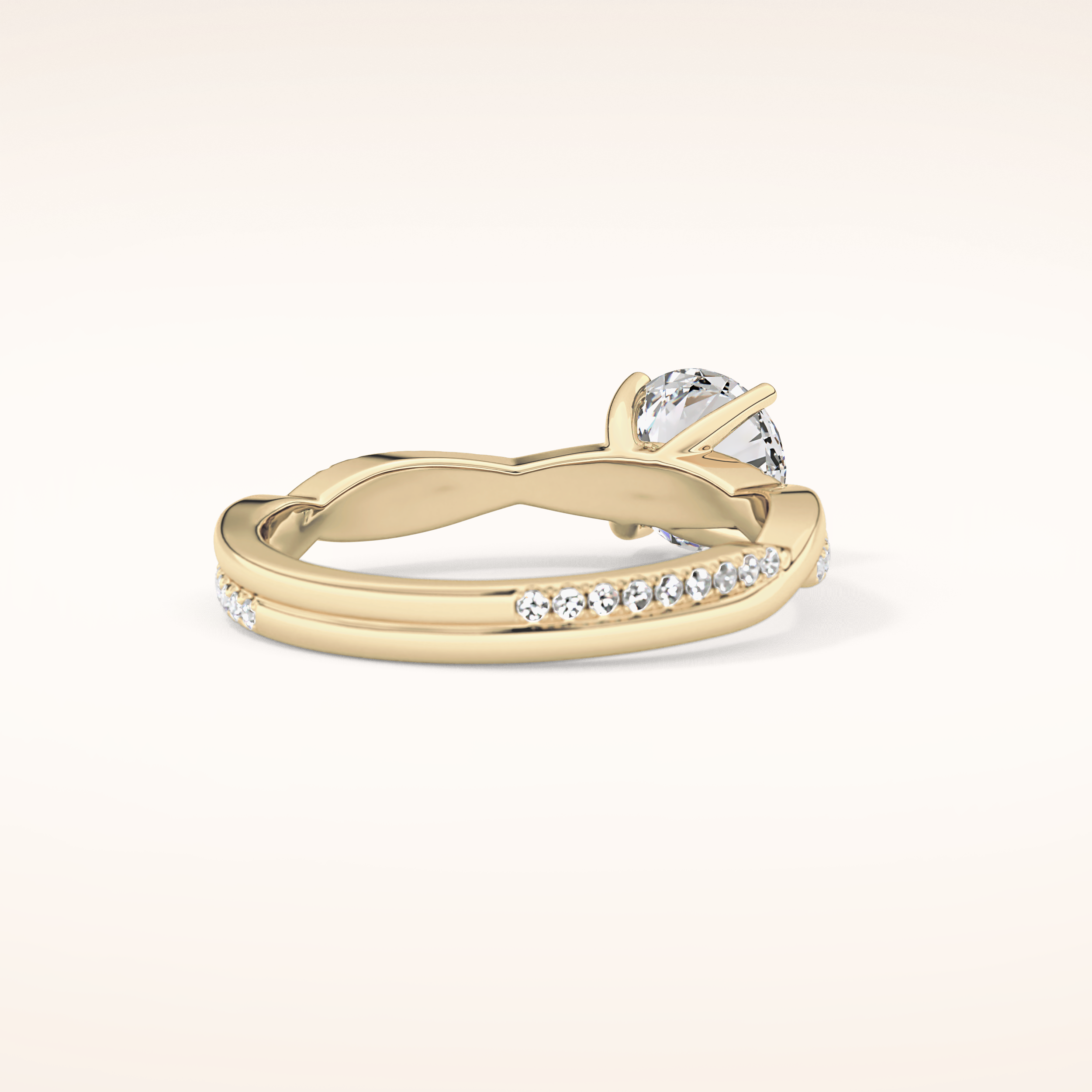 1.03 CT Round Shaped Criss-Cross Pave Moissanite Engagement Ring