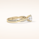 1.03 CT Round Shaped Criss-Cross Pave Moissanite Engagement Ring