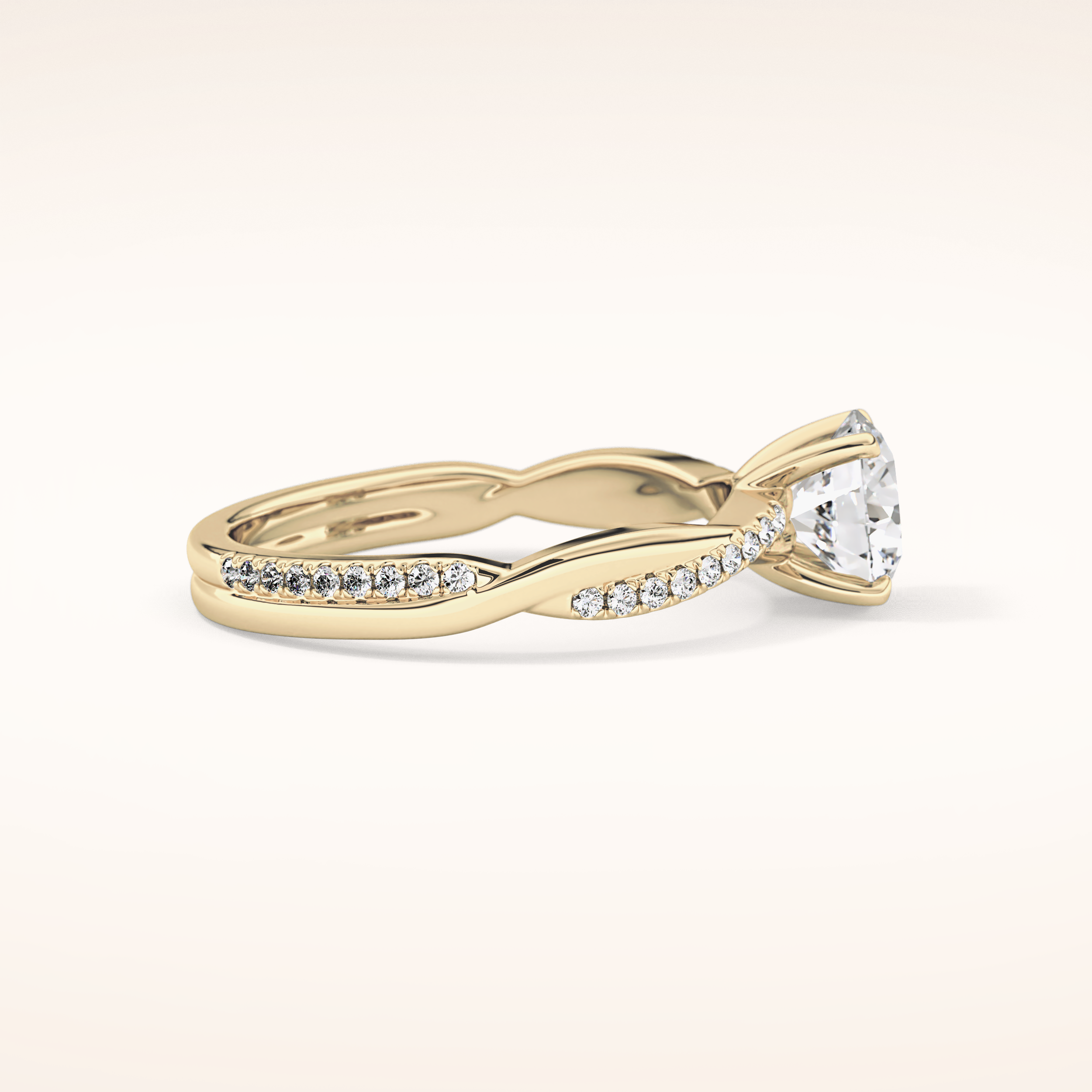 1.03 CT Round Shaped Criss-Cross Pave Moissanite Engagement Ring