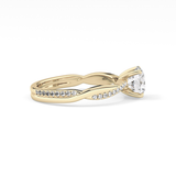 Round Criss Cross Pave Lab Grown Diamond Engagement Ring