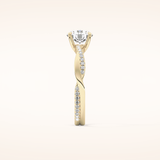 1.03 CT Round Shaped Criss-Cross Pave Moissanite Engagement Ring