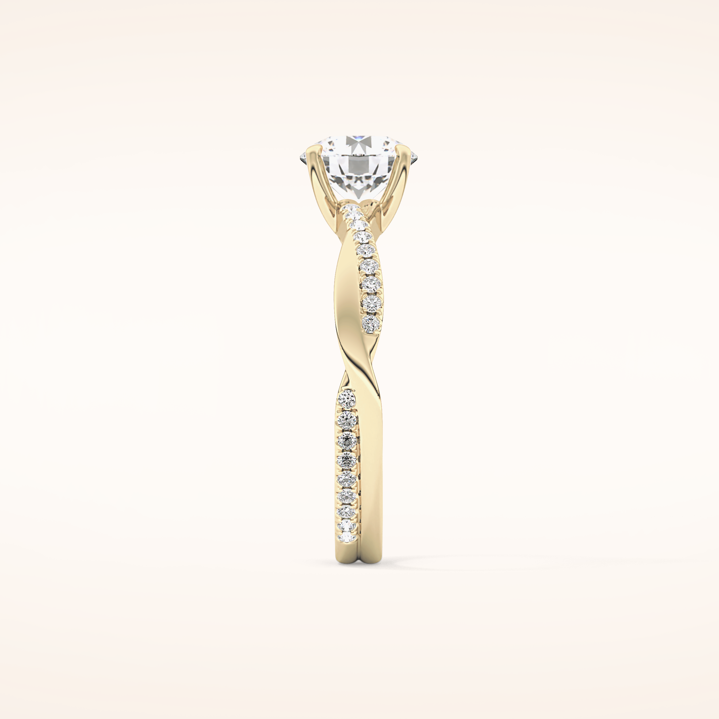 1.03 CT Round Shaped Criss-Cross Pave Moissanite Engagement Ring