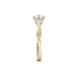 Round Criss Cross Pave Lab Grown Diamond Engagement Ring