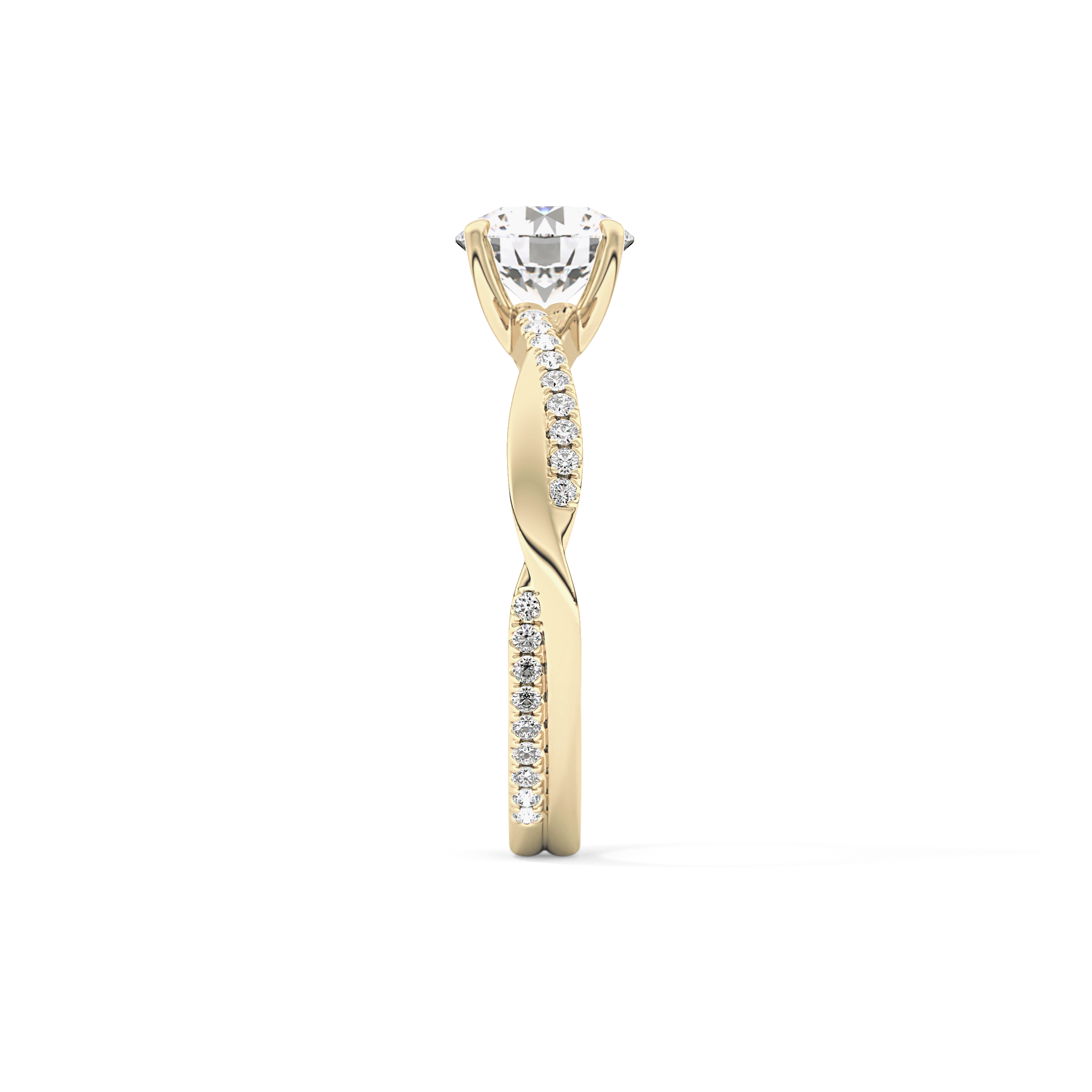 Round Criss Cross Pave Lab Grown Diamond Engagement Ring