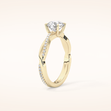 1.03 CT Round Shaped Criss-Cross Pave Moissanite Engagement Ring