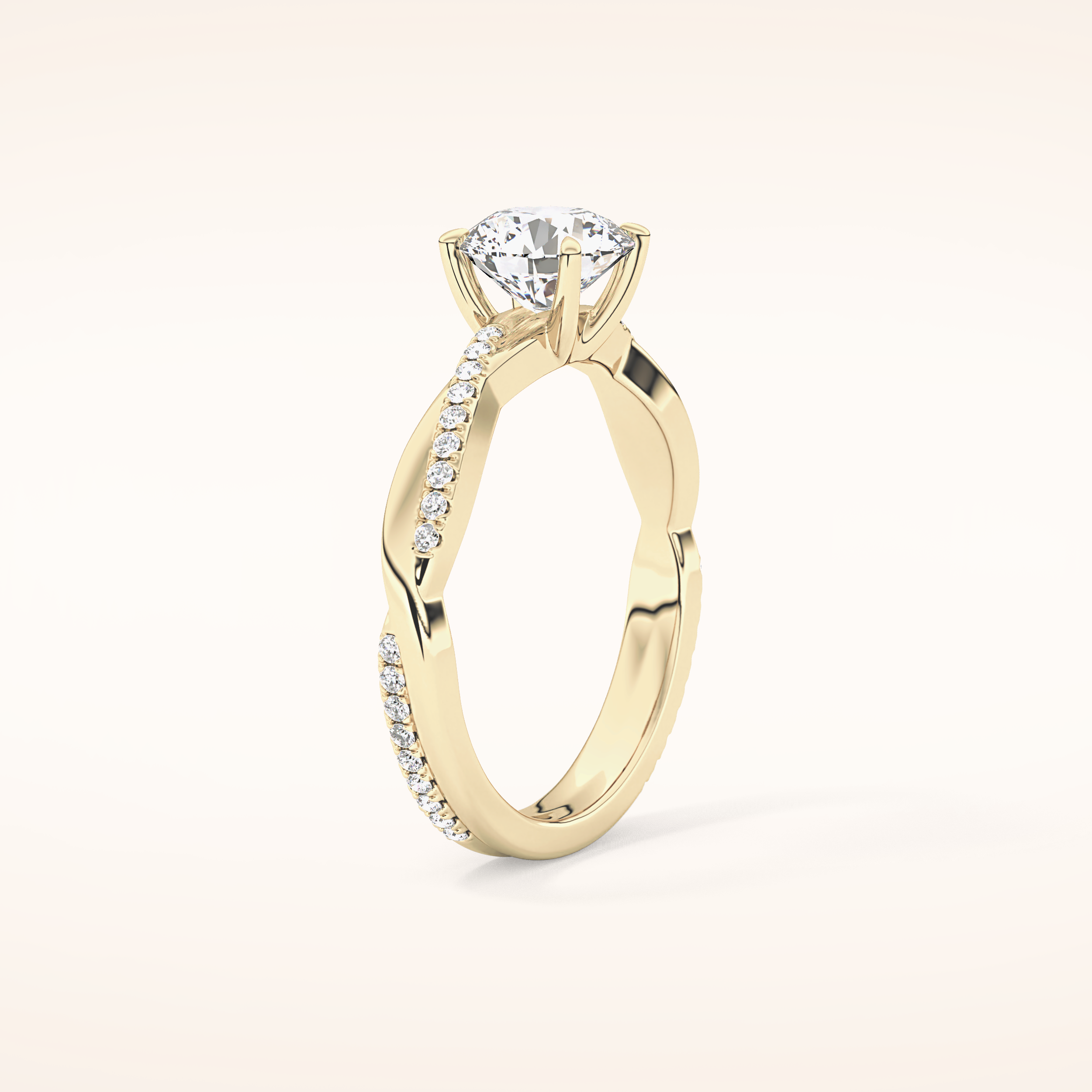 1.03 CT Round Shaped Criss-Cross Pave Moissanite Engagement Ring