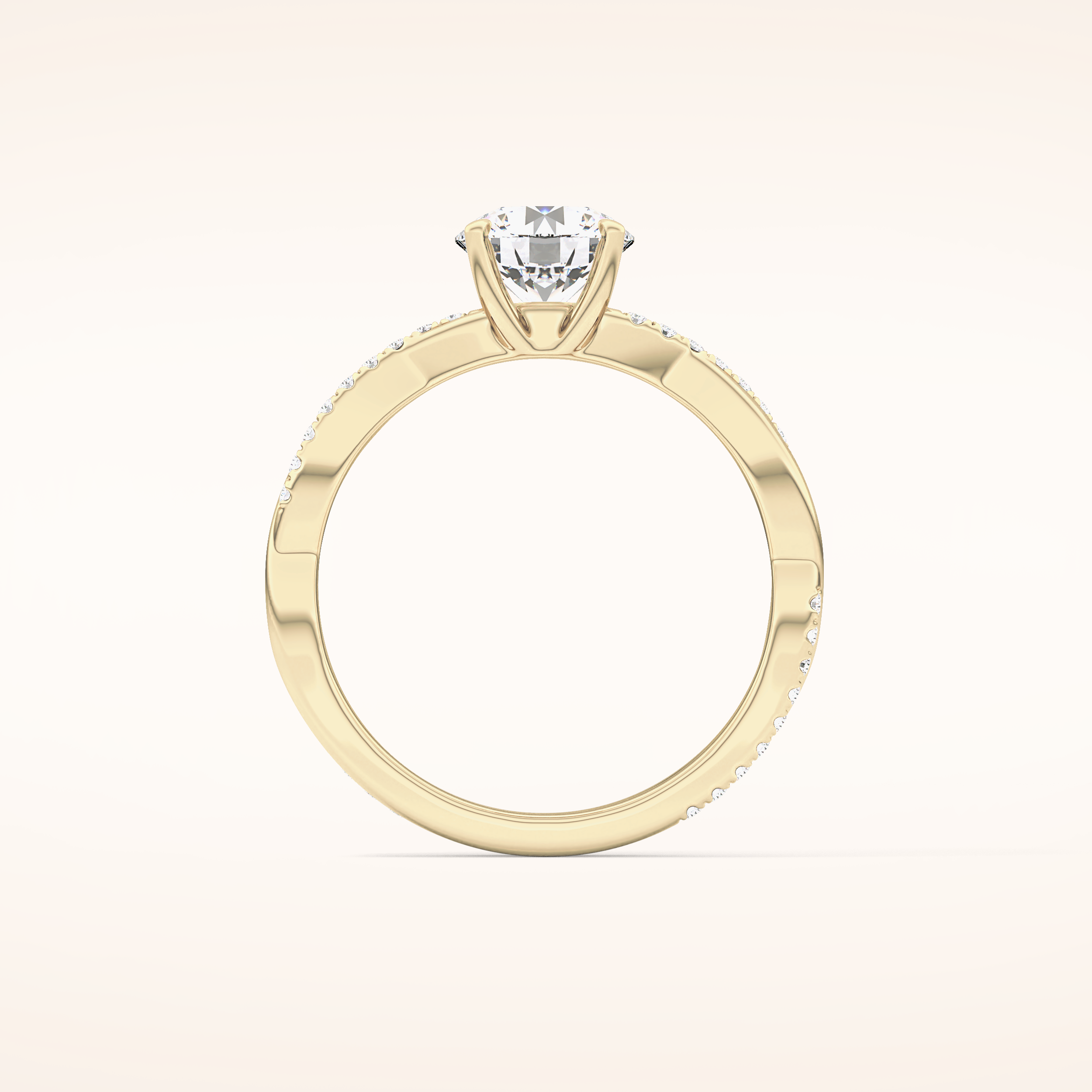1.03 CT Round Shaped Criss-Cross Pave Moissanite Engagement Ring