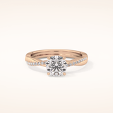 1.03 CT Round Shaped Criss-Cross Pave Moissanite Engagement Ring