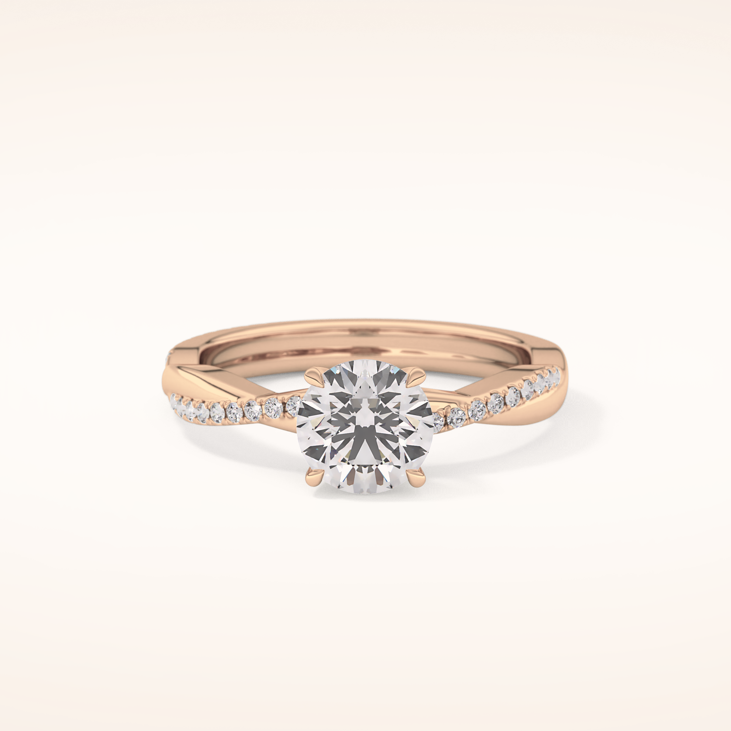 1.03 CT Round Shaped Criss-Cross Pave Moissanite Engagement Ring