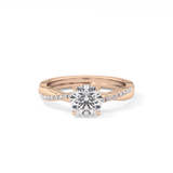 Round Criss Cross Pave Lab Grown Diamond Engagement Ring