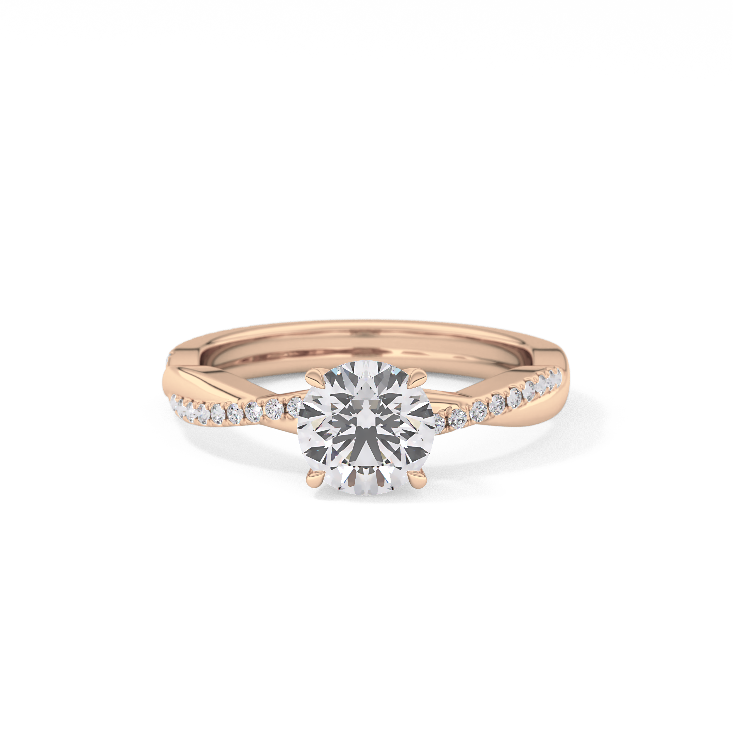 Round Criss Cross Pave Lab Grown Diamond Engagement Ring