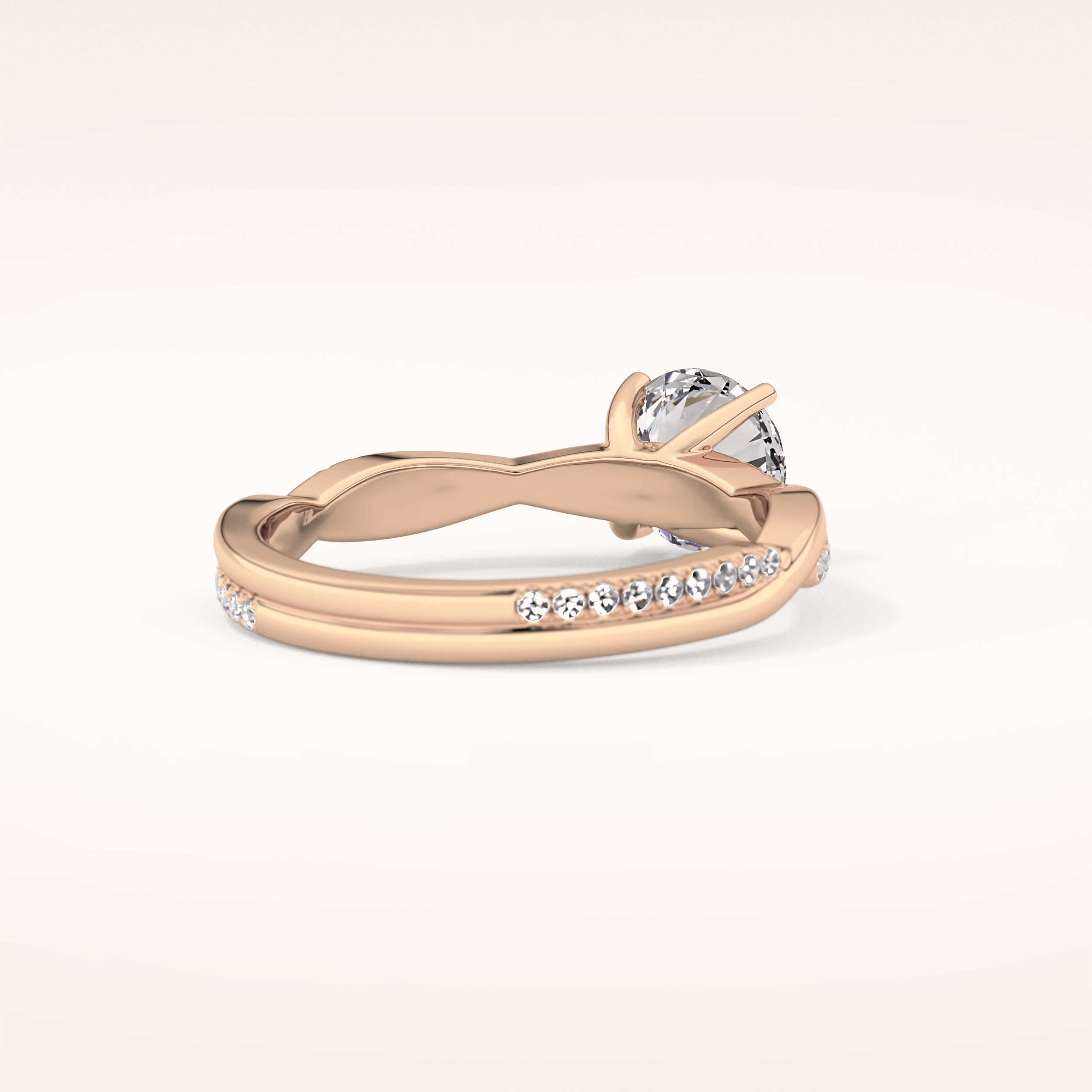 1.03 CT Round Shaped Criss-Cross Pave Moissanite Engagement Ring