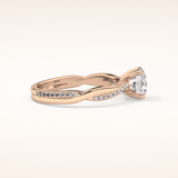 1.03 CT Round Shaped Criss-Cross Pave Moissanite Engagement Ring