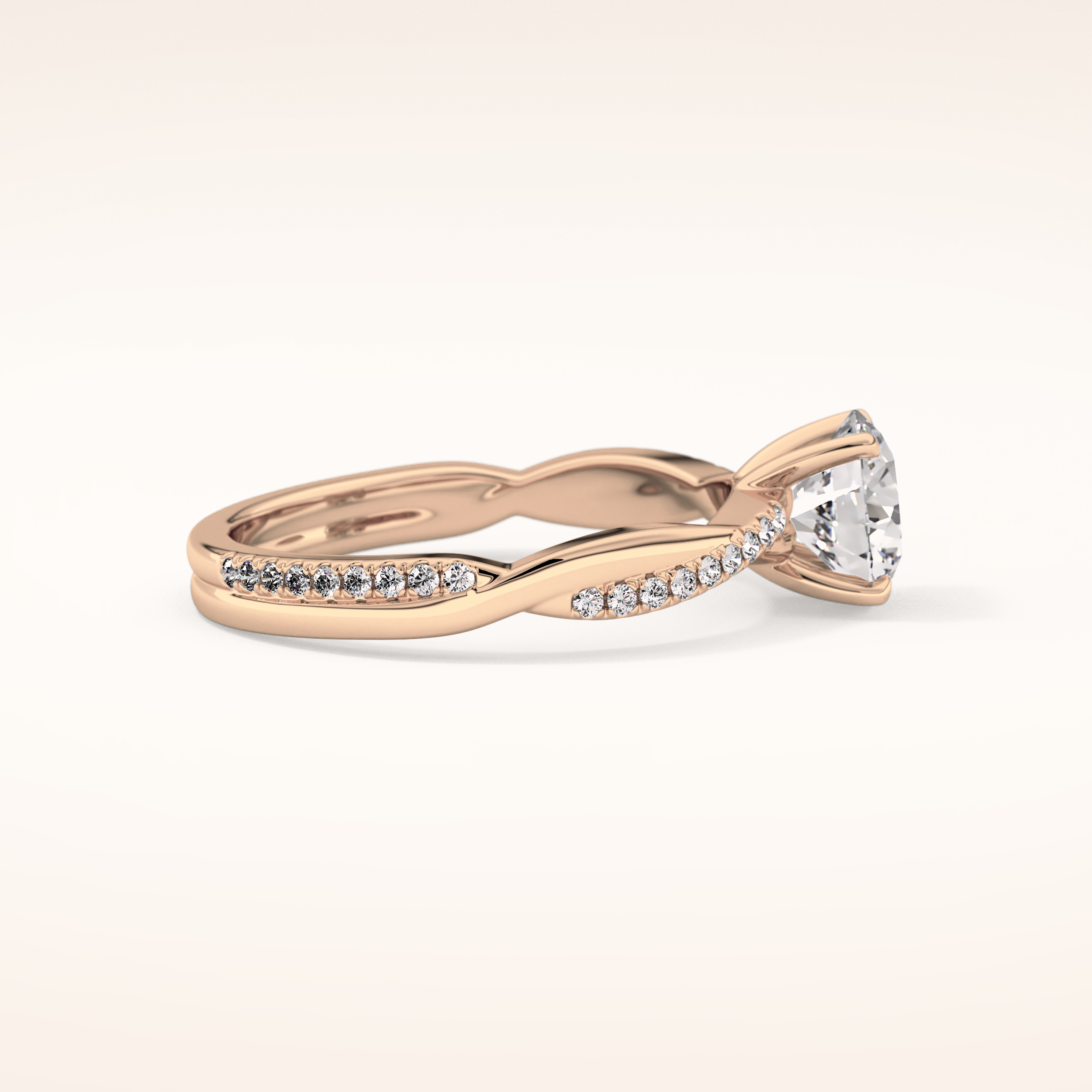 1.03 CT Round Shaped Criss-Cross Pave Moissanite Engagement Ring