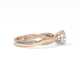Round Criss Cross Pave Lab Grown Diamond Engagement Ring