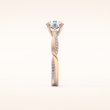 1.03 CT Round Shaped Criss-Cross Pave Moissanite Engagement Ring