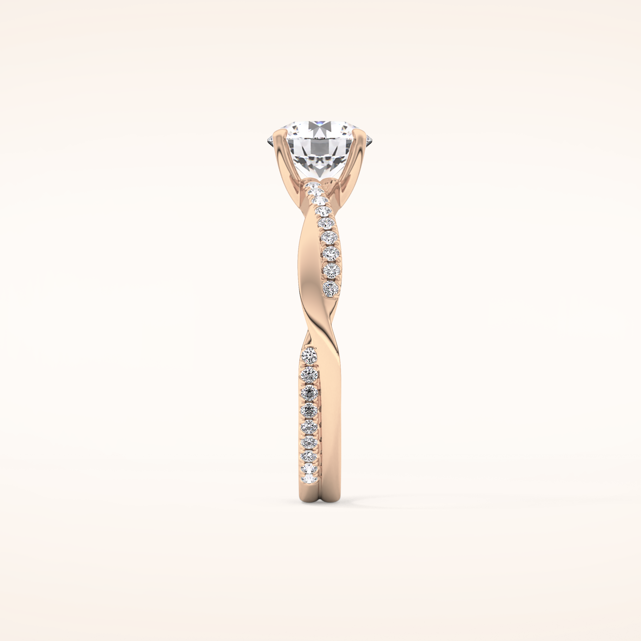 1.03 CT Round Shaped Criss-Cross Pave Moissanite Engagement Ring