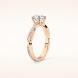 1.03 CT Round Shaped Criss-Cross Pave Moissanite Engagement Ring