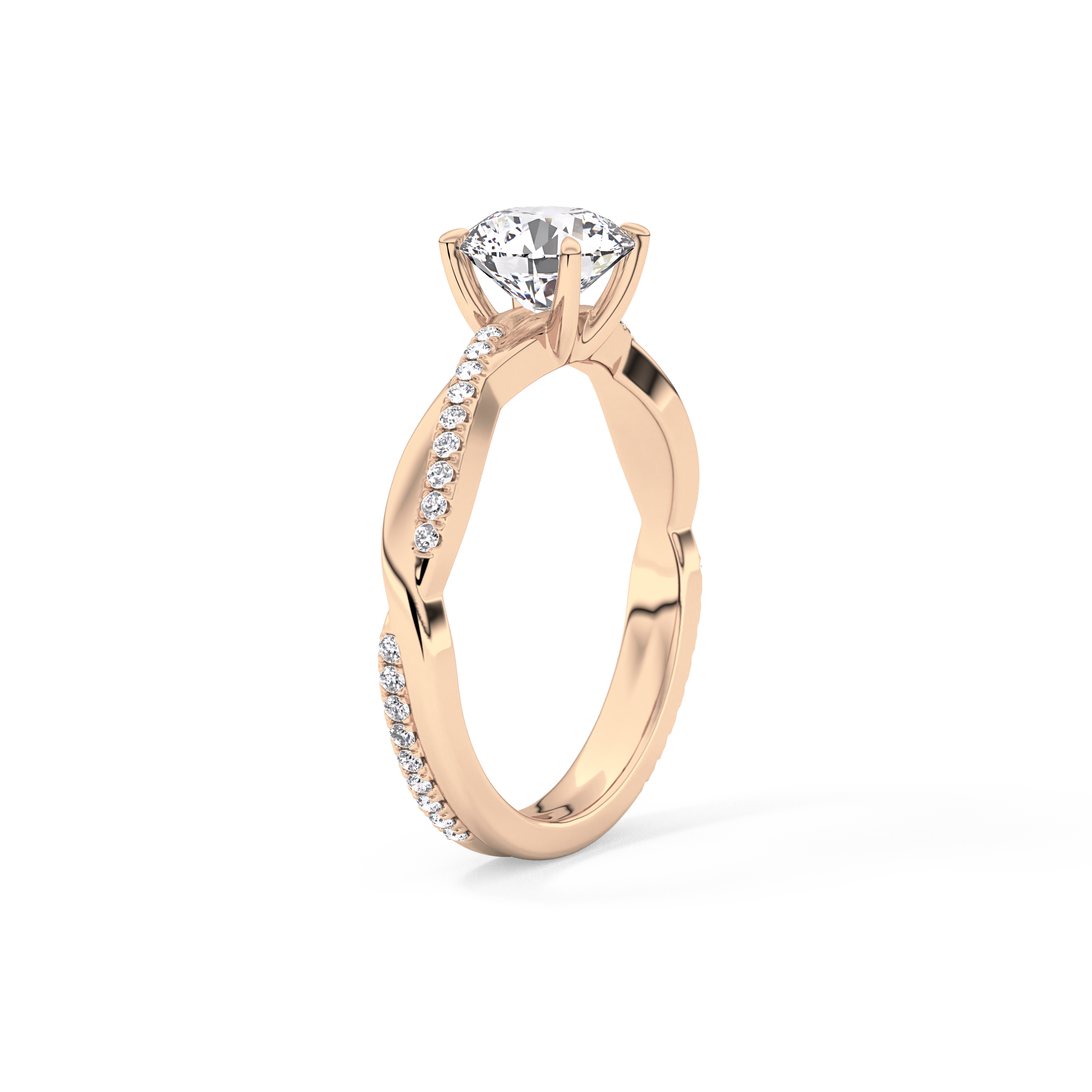 Round Criss Cross Pave Lab Grown Diamond Engagement Ring