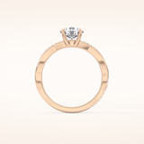 1.03 CT Round Shaped Criss-Cross Pave Moissanite Engagement Ring