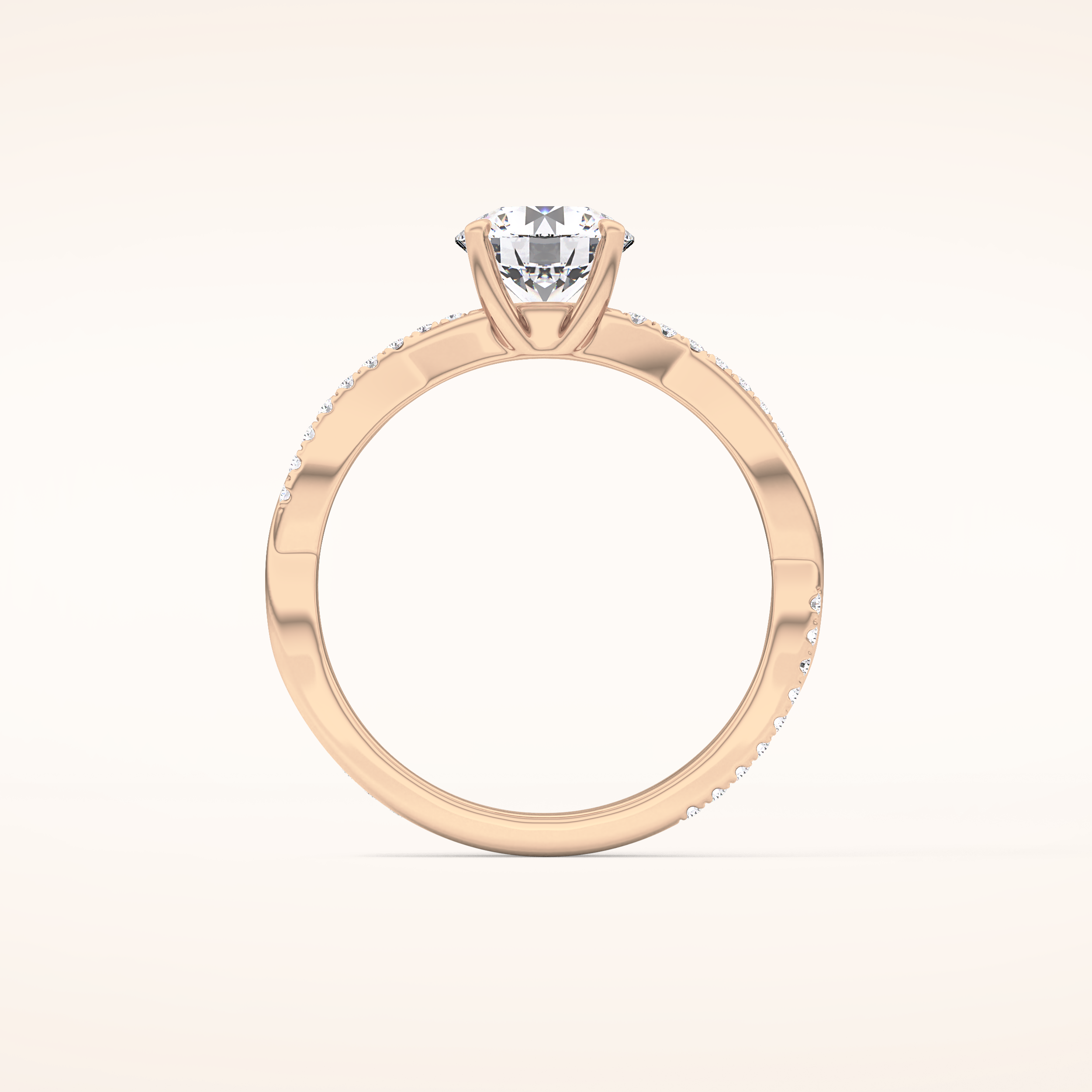 1.03 CT Round Shaped Criss-Cross Pave Moissanite Engagement Ring