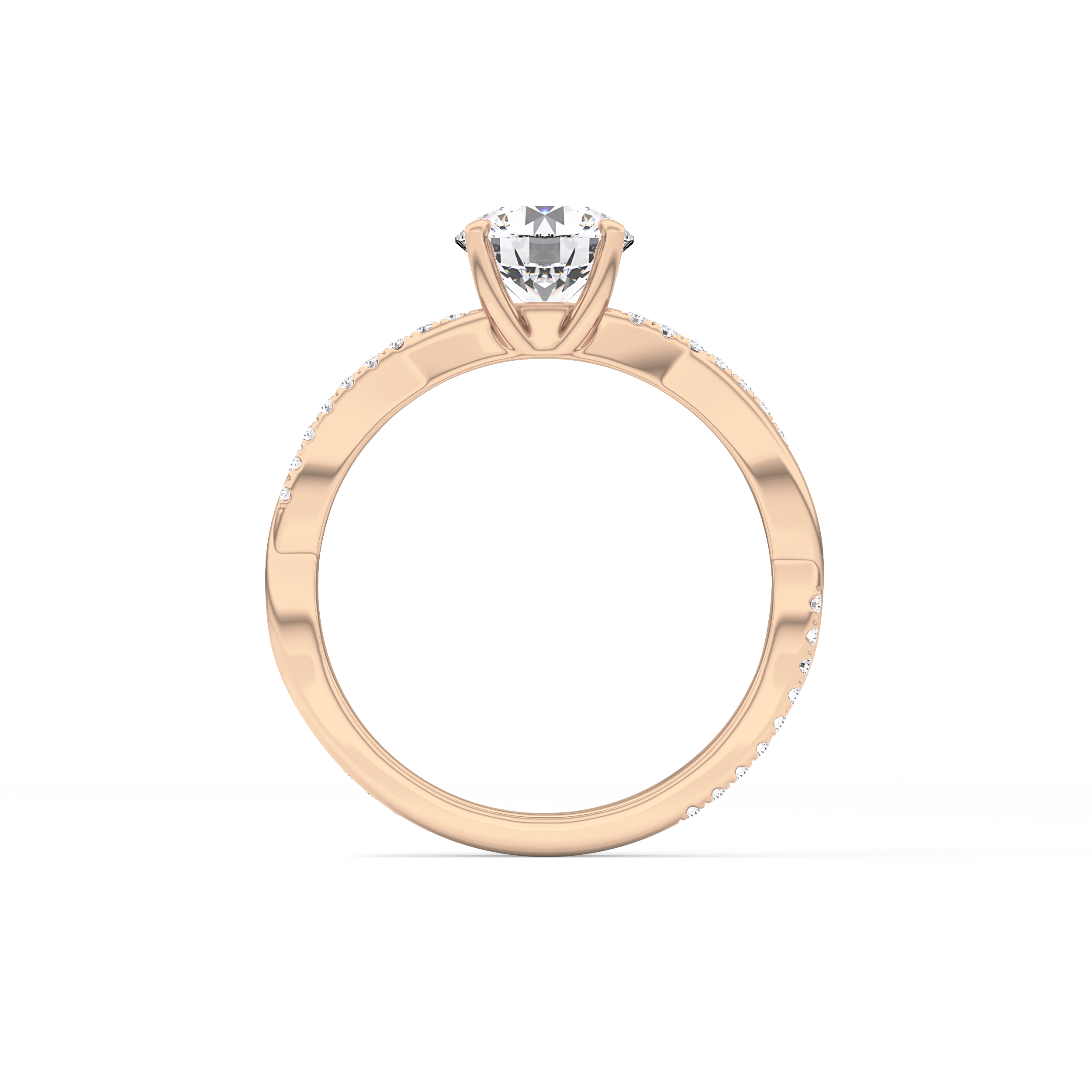 Round Criss Cross Pave Lab Grown Diamond Engagement Ring