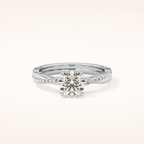 1.03 CT Round Shaped Criss-Cross Pave Moissanite Engagement Ring