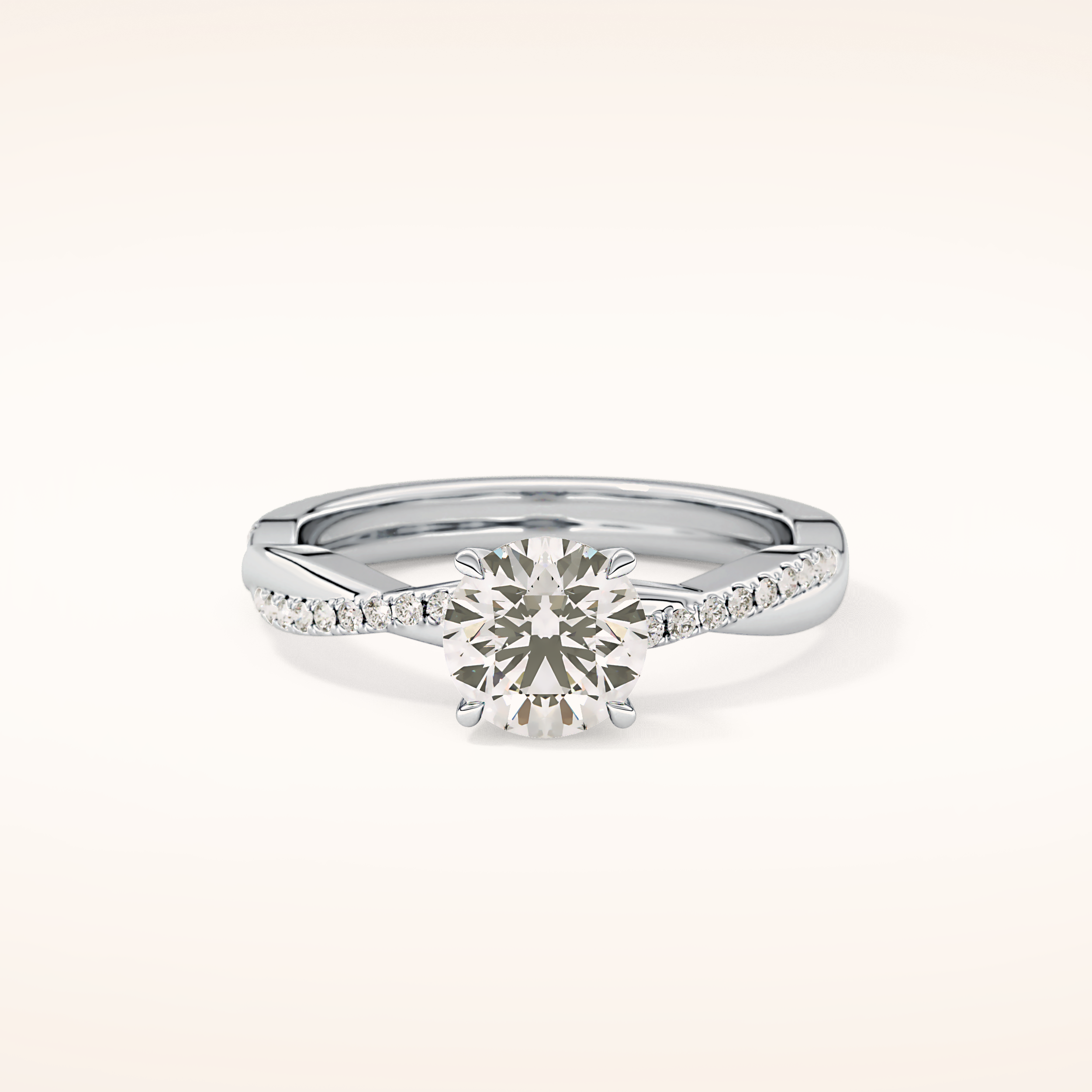 1.03 CT Round Shaped Criss-Cross Pave Moissanite Engagement Ring