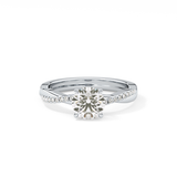 Round Criss Cross Pave Lab Grown Diamond Engagement Ring