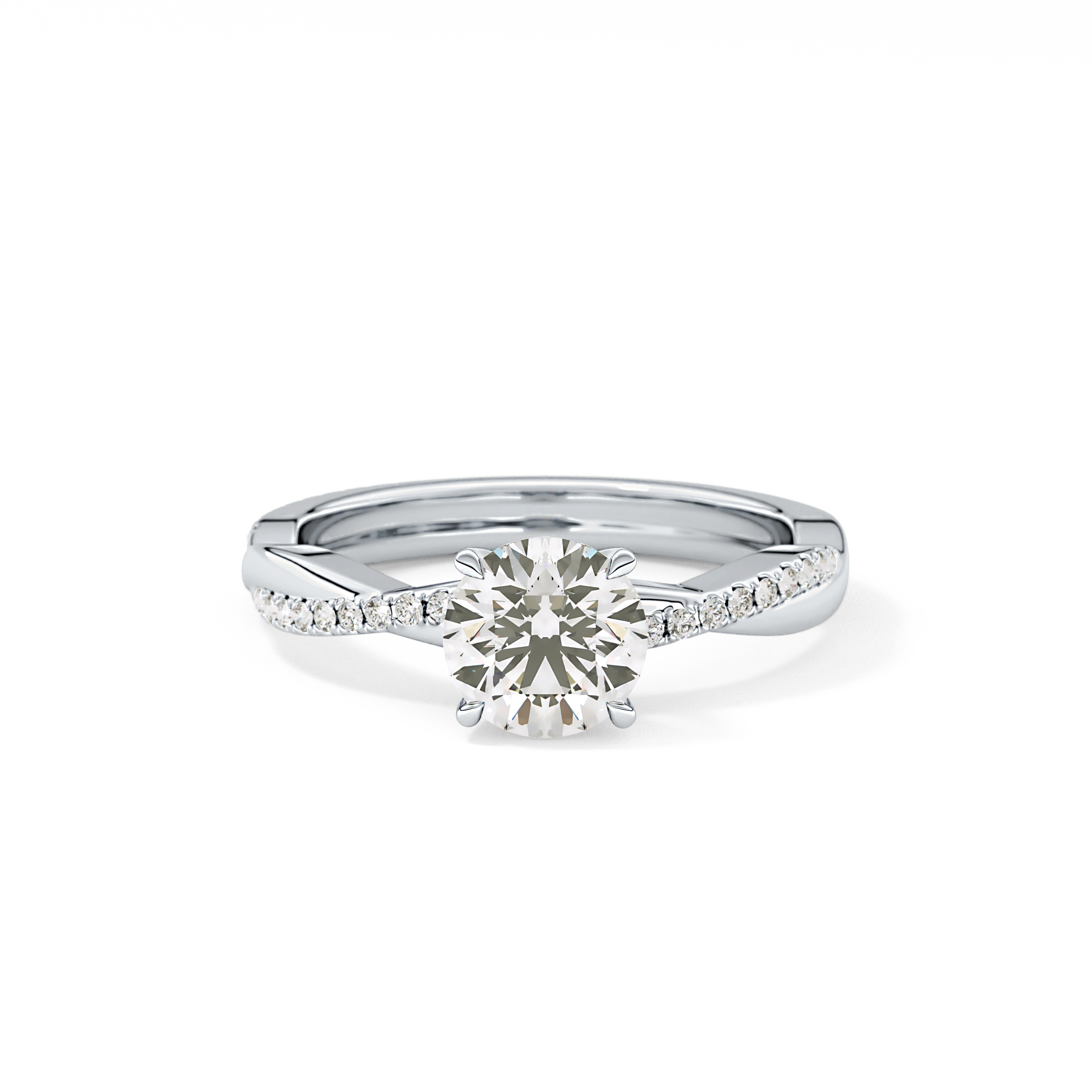Round Criss Cross Pave Lab Grown Diamond Engagement Ring