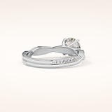 1.03 CT Round Shaped Criss-Cross Pave Moissanite Engagement Ring
