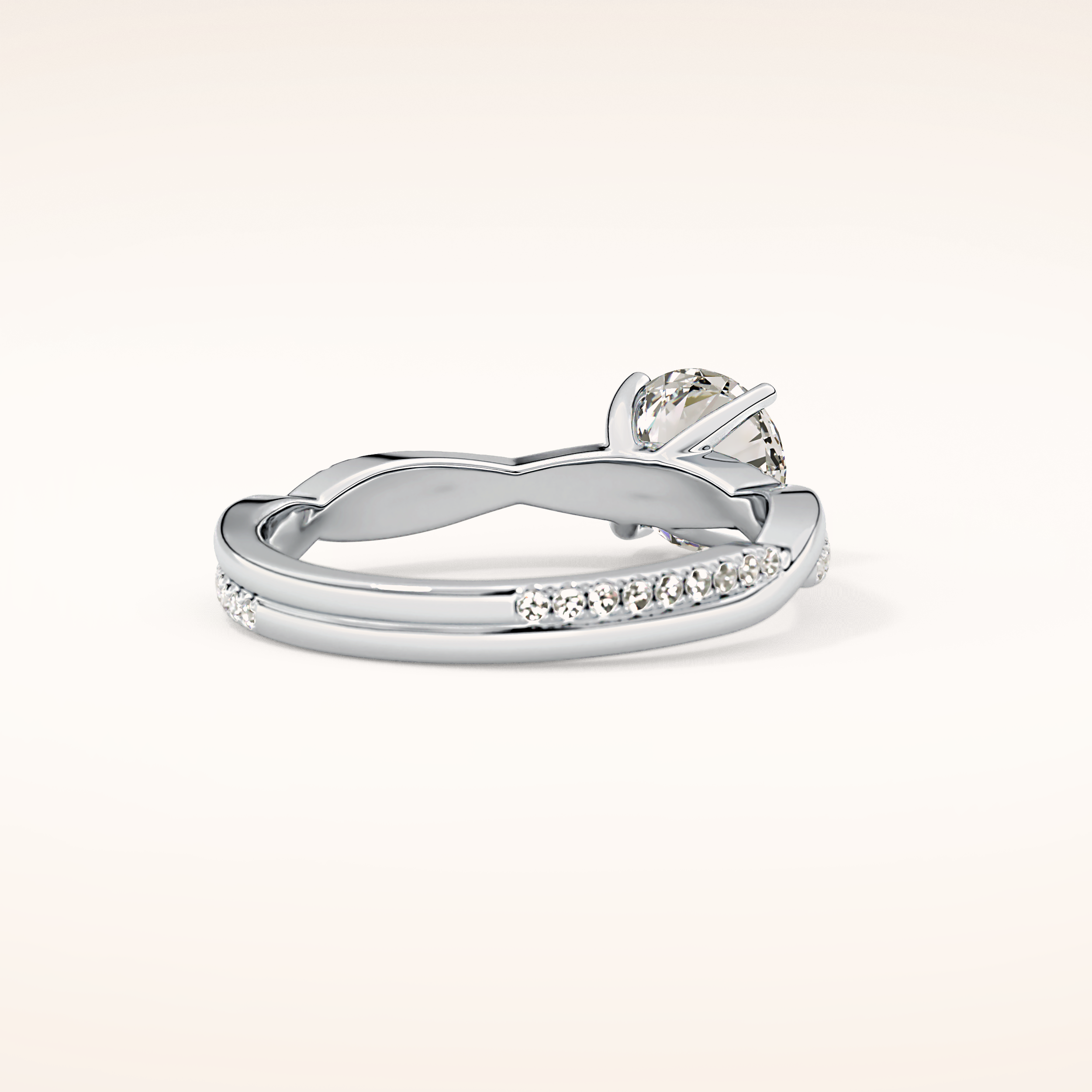 1.03 CT Round Shaped Criss-Cross Pave Moissanite Engagement Ring