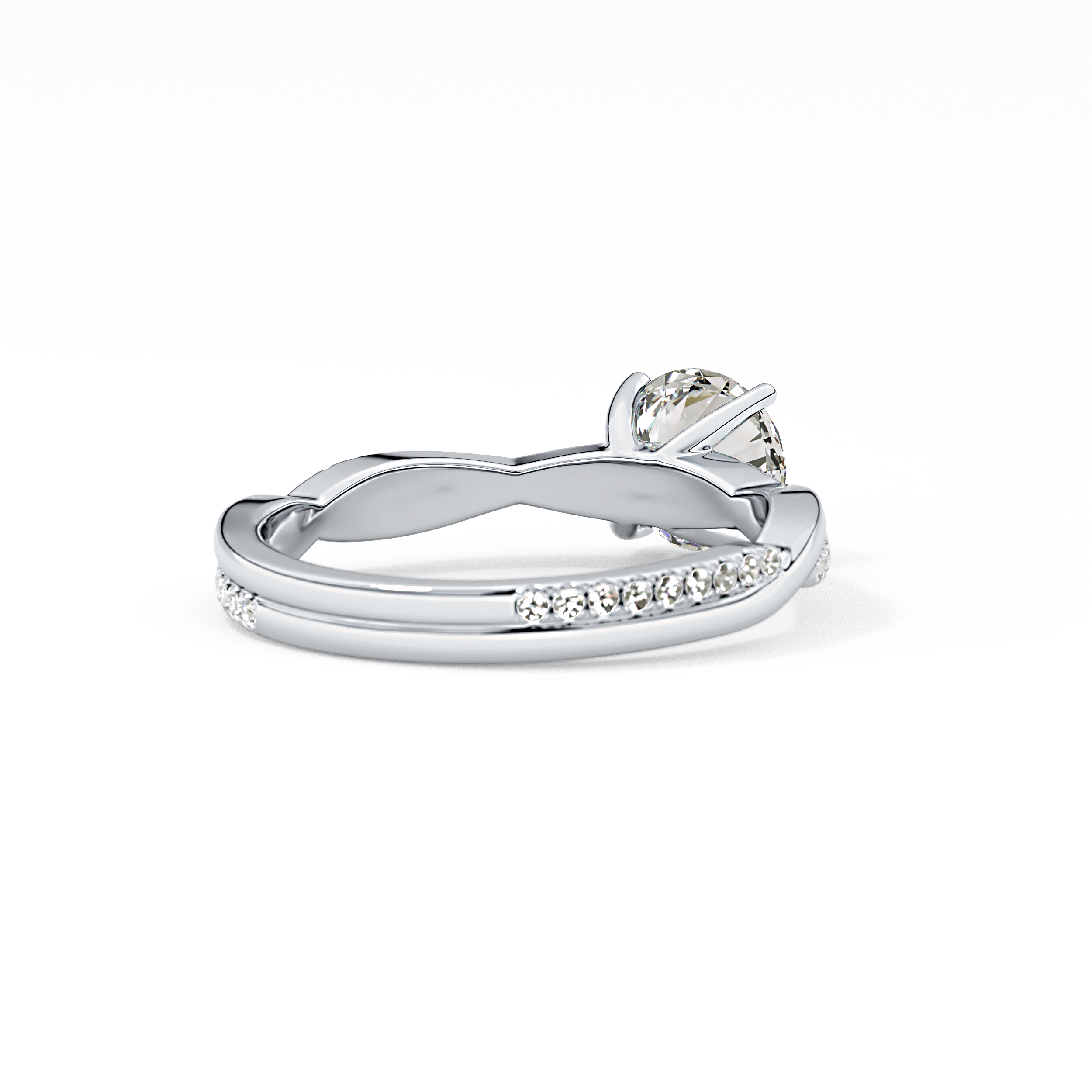 Round Criss Cross Pave Lab Grown Diamond Engagement Ring
