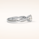 1.03 CT Round Shaped Criss-Cross Pave Moissanite Engagement Ring