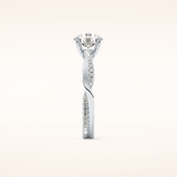 1.03 CT Round Shaped Criss-Cross Pave Moissanite Engagement Ring