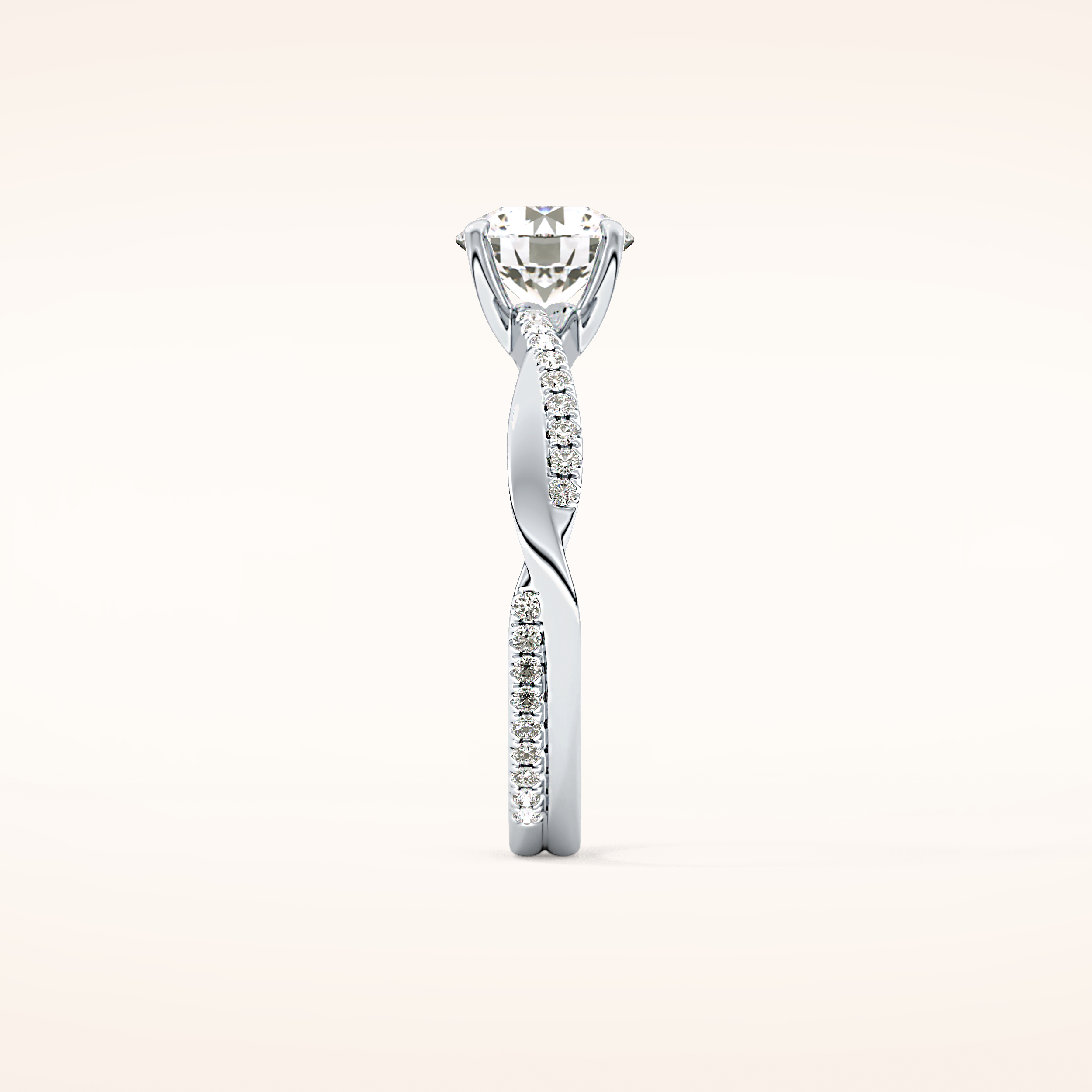 1.03 CT Round Shaped Criss-Cross Pave Moissanite Engagement Ring