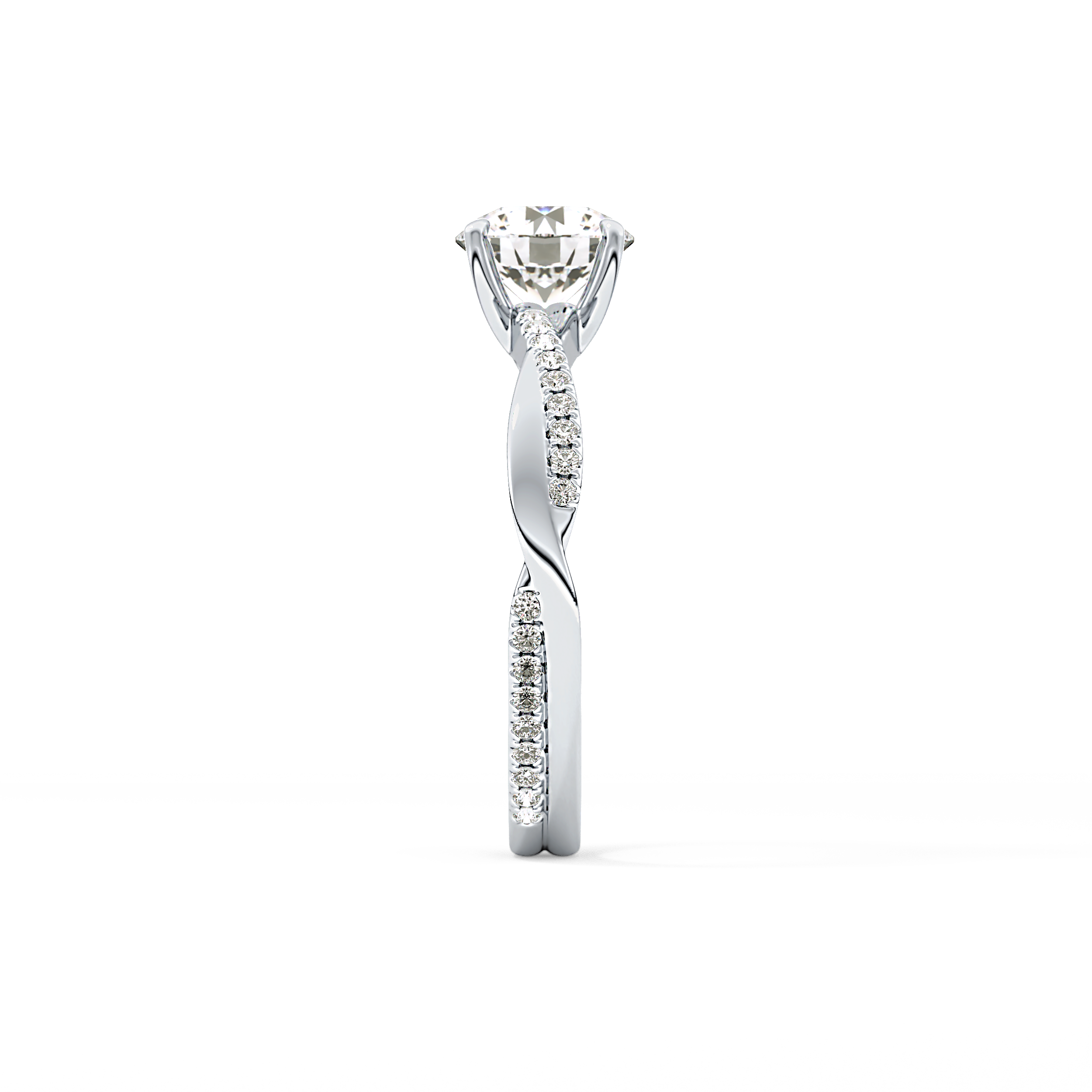 Round Criss Cross Pave Lab Grown Diamond Engagement Ring