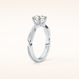 1.03 CT Round Shaped Criss-Cross Pave Moissanite Engagement Ring