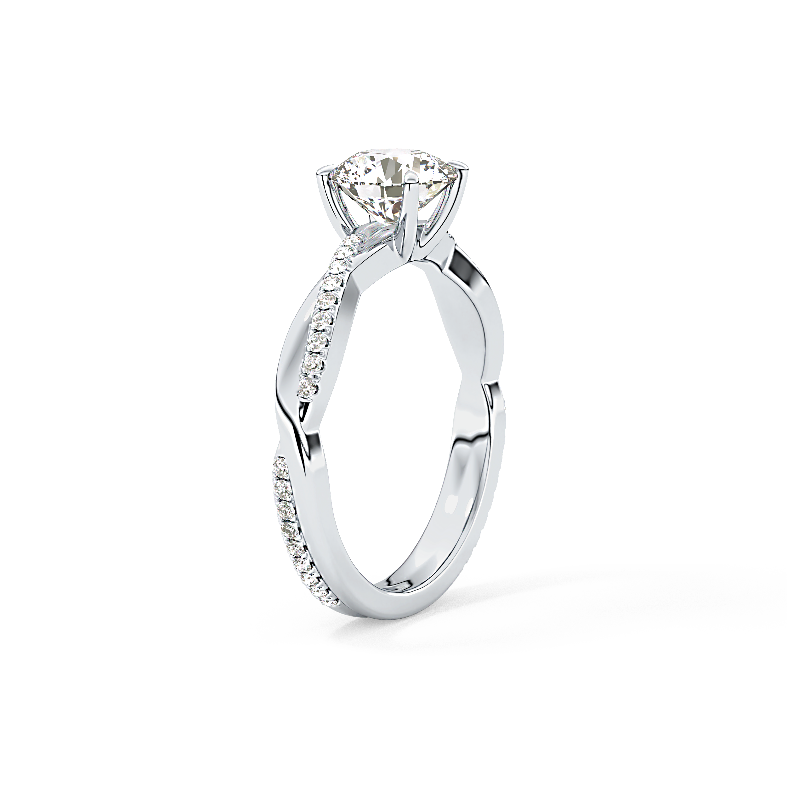 Round Criss Cross Pave Lab Grown Diamond Engagement Ring