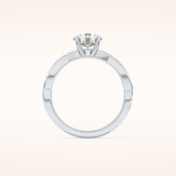 1.03 CT Round Shaped Criss-Cross Pave Moissanite Engagement Ring