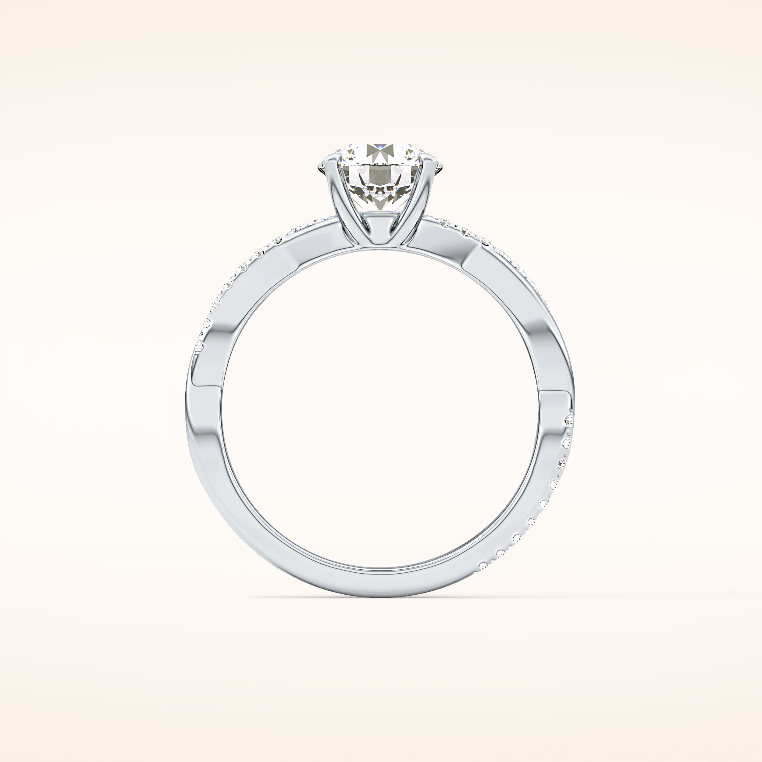 1.03 CT Round Shaped Criss-Cross Pave Moissanite Engagement Ring