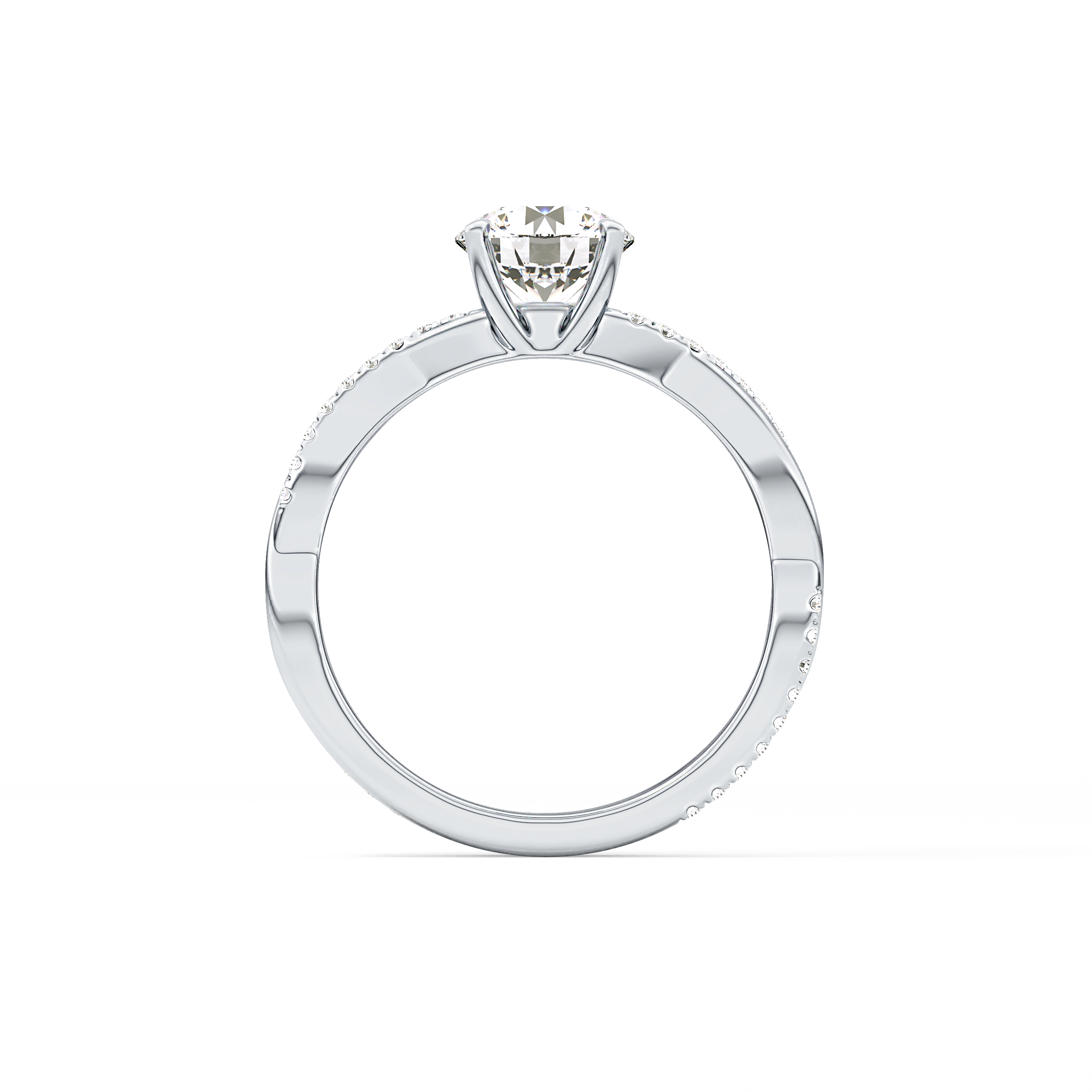 Round Criss Cross Pave Lab Grown Diamond Engagement Ring