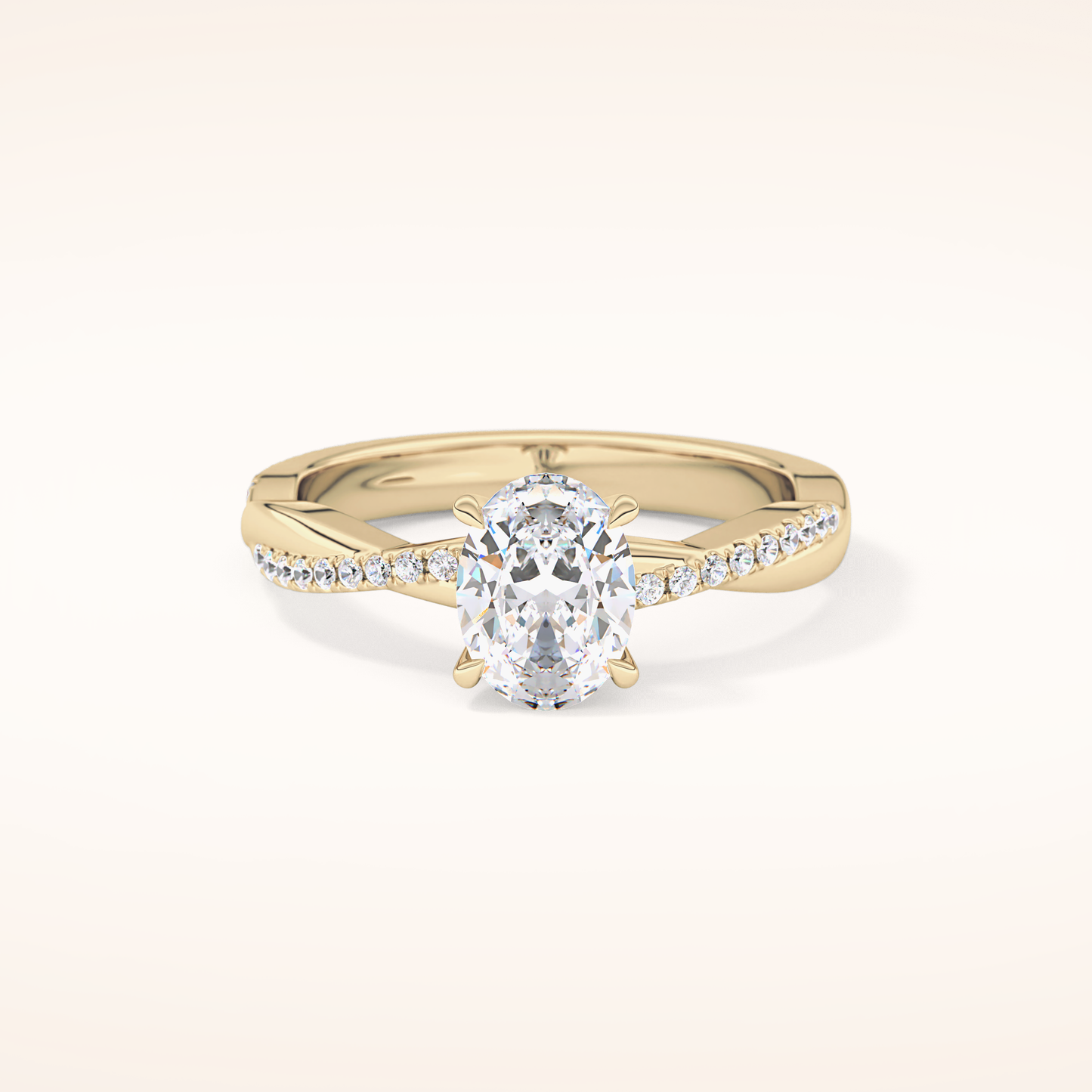 0.83 CT Oval Shaped Criss-Cross Pave Moissanite Engagement Ring