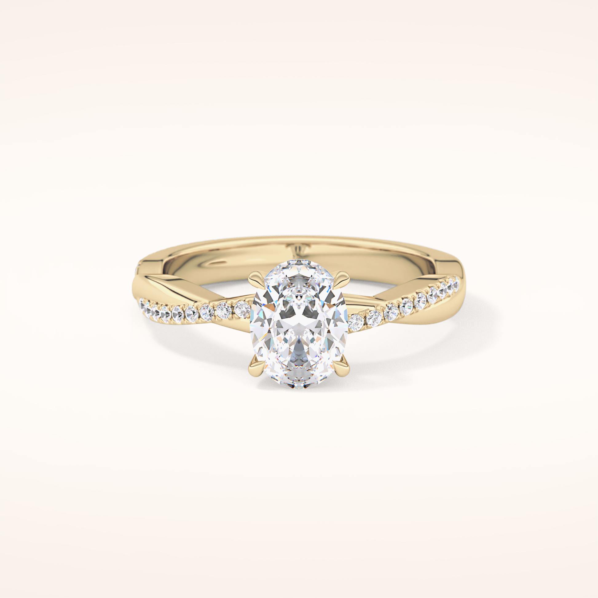 0.83 CT Oval Shaped Criss-Cross Pave Moissanite Engagement Ring