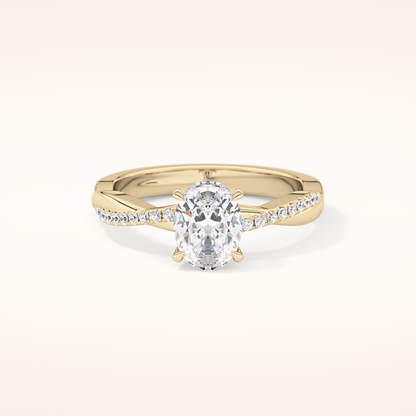 0.83 CT Oval Shaped Criss-Cross Pave Moissanite Engagement Ring
