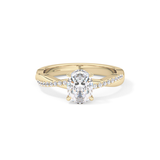 Oval Criss Cross Pave Lab Grown Diamond Engagement Ring