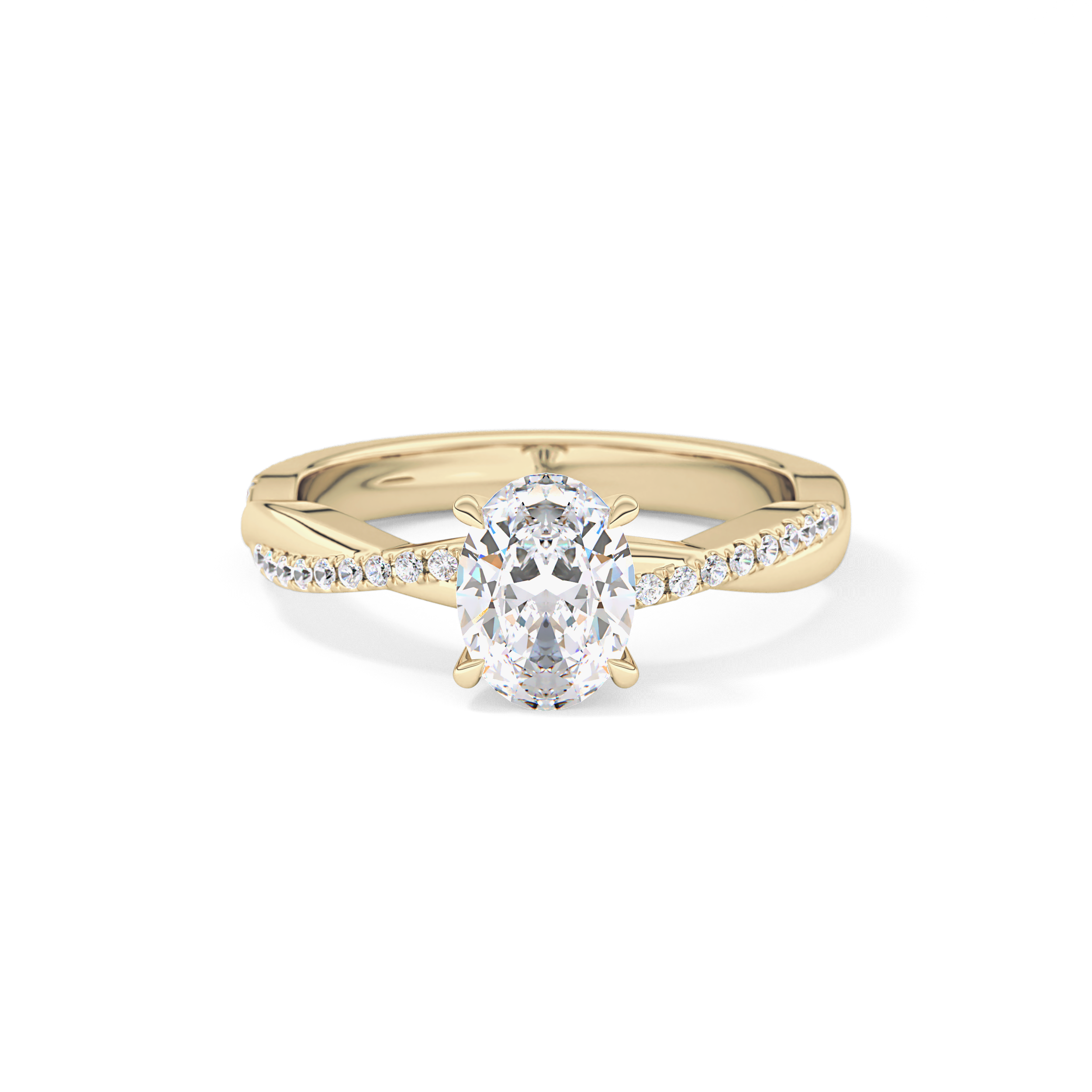 Oval Criss Cross Pave Lab Grown Diamond Engagement Ring